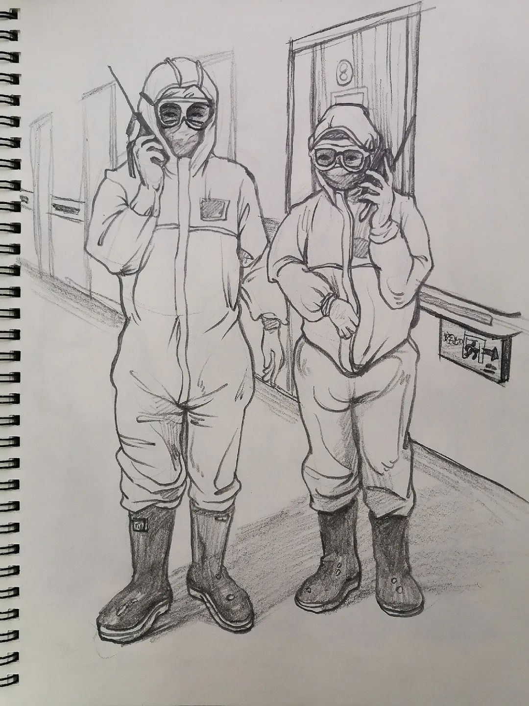 致敬暖医走进抗疫一线90后医生用素描记录战疫瞬间