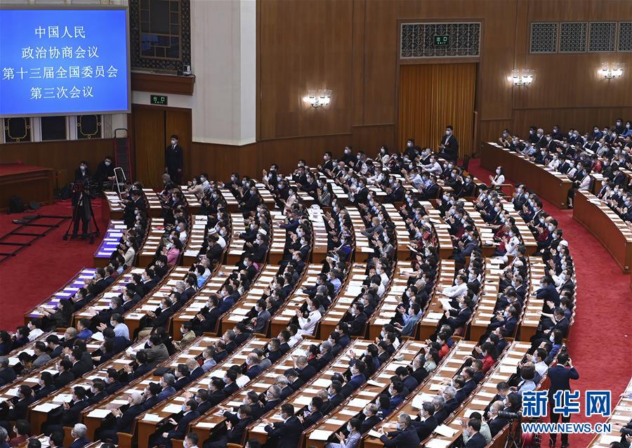 全国政协十三届三次会议举行第二次全体会议