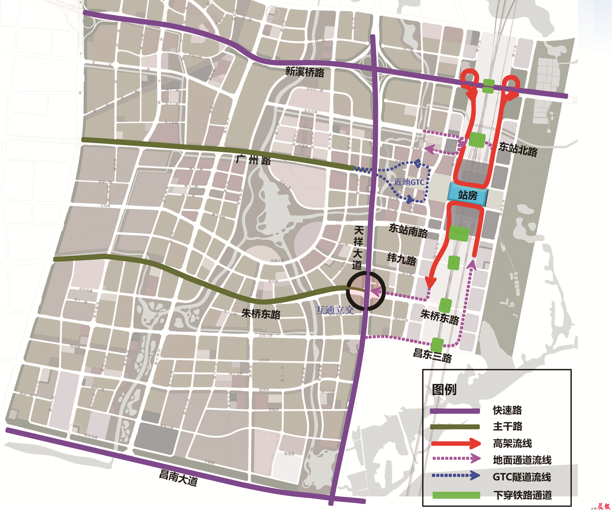南昌东站立体交通格局确定 规划连接3条快速路和2条地铁线