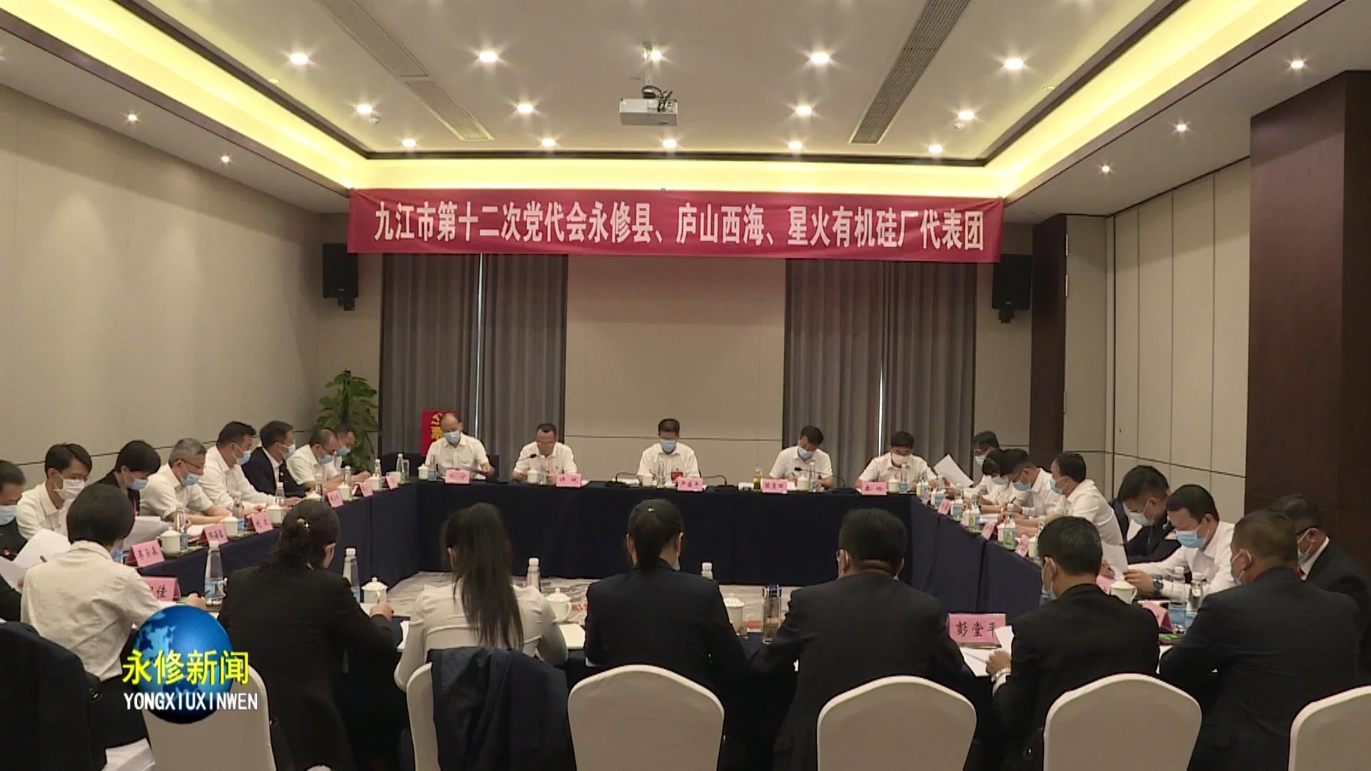 九江市第十二次党代会永修县庐山西海星火有机硅厂代表团召开会议