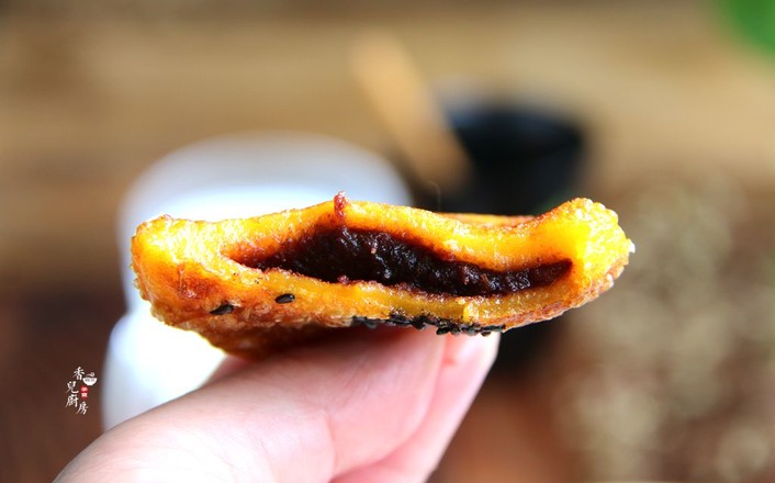 少油版南瓜豆沙饼成品图