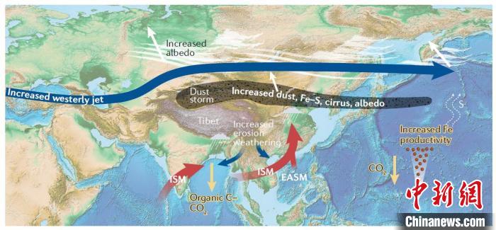 亚洲气候重组与高原隆升的全球影响。　中科院青藏高原所 供图