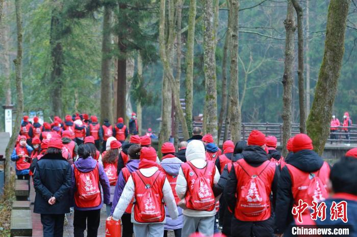 登山爱好者拾级而上，步步登高。　活动组委会供图