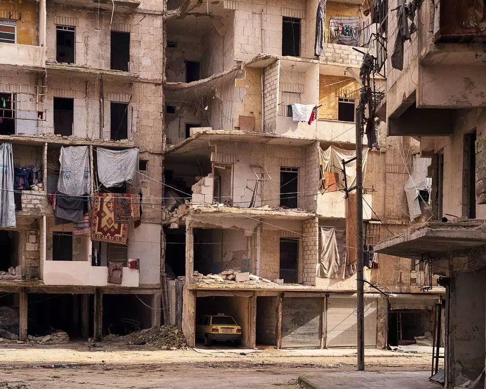 2019年3月,叙利亚阿勒颇.城东karm al-myassar街区的楼房.