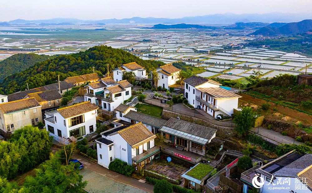 航拍宁波市宁海县乡叙·王干山民宿.