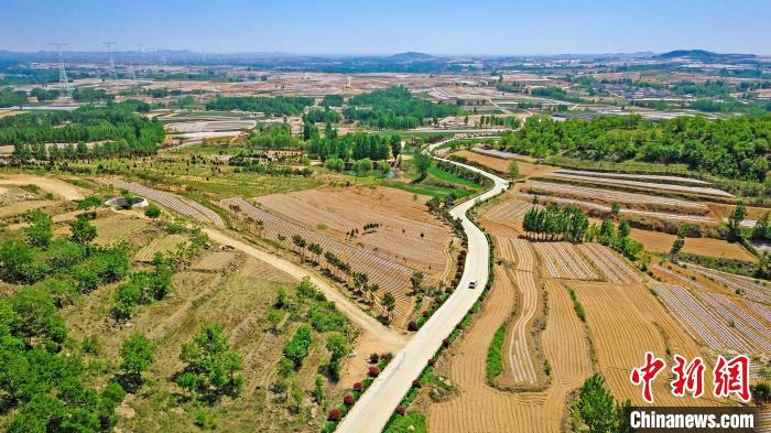 资料图：图为临沂市兰山区汪沟镇环线公路。(无人机照片) 孙磊 摄