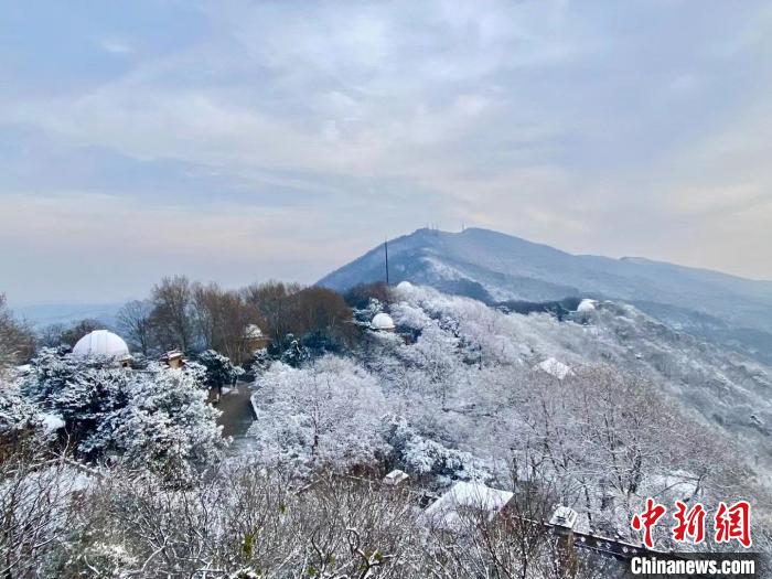 14日，俯瞰南京紫金山雪景。　陈向阳 摄