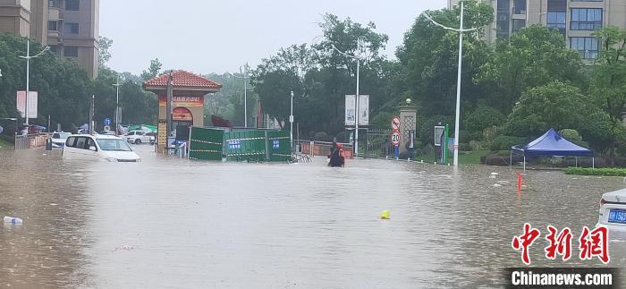 6月19日，安庆市区暴雨袭来道路积水近50公分，消防紧急救援被困人员。　李杰 摄