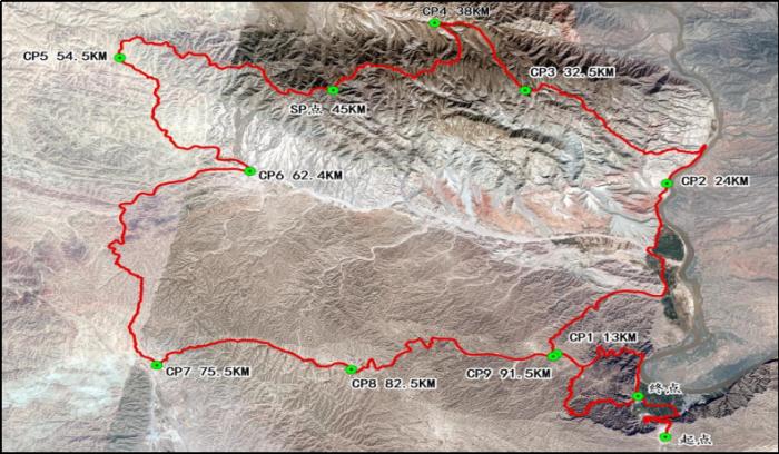 图1.2021年(第四届)黄河石林百公里越野赛线路图