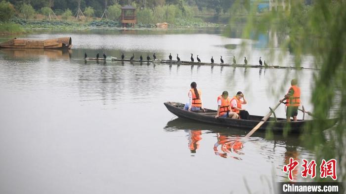 游客乘船在洞庭湖欣赏美景。　沅江融媒体 摄