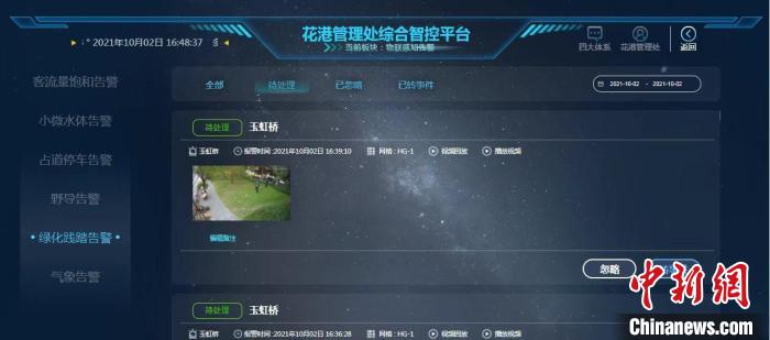花港管理处推出的“综合智控平台”。　花港管理处提供