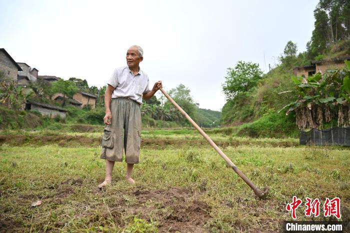 黄建义发现疑似飞机残骸的地方，距离村民房屋不到30米。　俞靖 摄