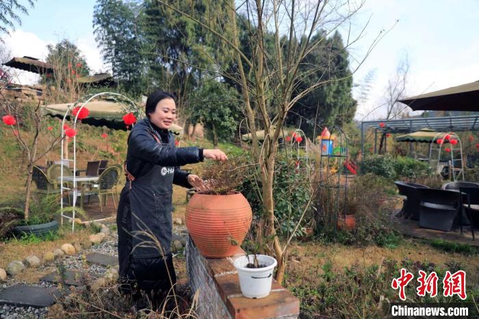 在农庄忙碌的何婷婷。　王磊 摄