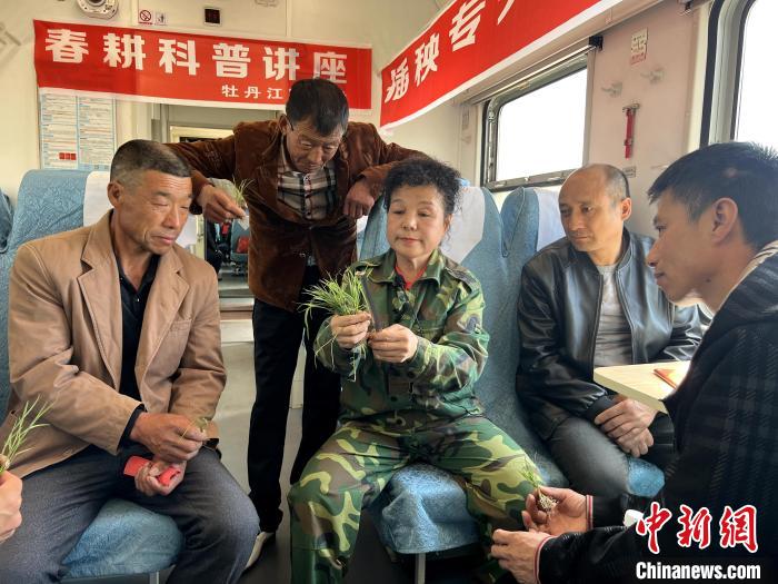 农技专家正在向务工旅客传授育苗技能。 宁国军 摄 农技专家正在向务工旅客传授育苗技能。 宁国军 摄