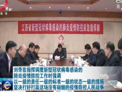 刘奇在指挥调度新型冠状病毒感染的肺炎疫情防控工作时强调 以一级的责任一级的标准一级的状态一级的措施  坚决打好打赢这场没有硝烟的疫情防控人民战争