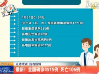 【众志成城 抗击疫情】最新！全国确诊4515例 死亡106例