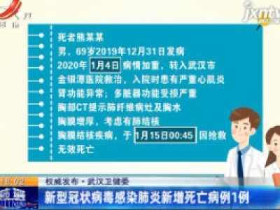 权威发布·武汉卫健委：新型冠状病毒感染肺炎新增死亡病例1例