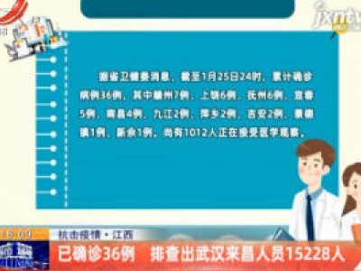 【抗击疫情】江西：已确诊36例 排查出武汉来昌人员15228人