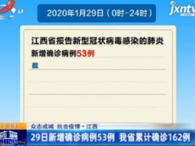 【众志成城 抗击疫情】江西：29日新增确诊病例53例 我省累计确诊162例