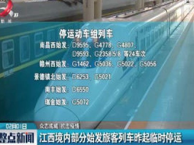 江西境内部分始发旅客列车1月31日起临时停运