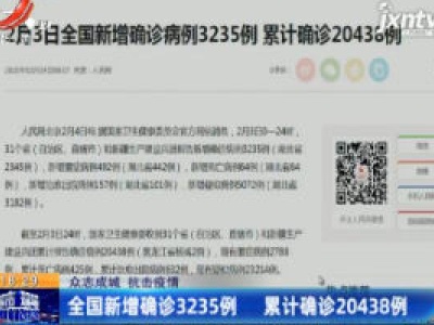 【众志成城 抗击疫情】全国新增确诊3235例 累计确诊20438例