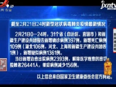 截至2月21日24时新型冠状病毒肺炎疫情最新情况