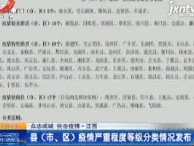 【众志成城 抗击疫情】江西：县（市、区）疫情严重程度等级分类情况发布