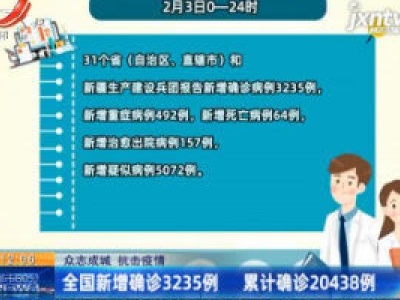 【众志成城 抗击疫情】全国新增确诊3235例 累计确诊20438例