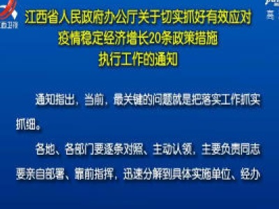 江西省人民政府办公厅关于切实抓好有效应对疫情稳定经济增长20条政策措施执行工作的通知