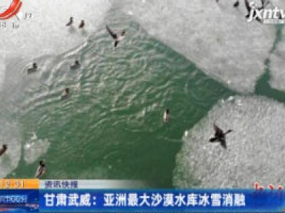 甘肃武威：亚洲最大沙漠水库冰雪消融