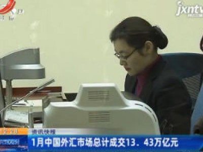 1月中国外汇市场总计成交13.43万亿元