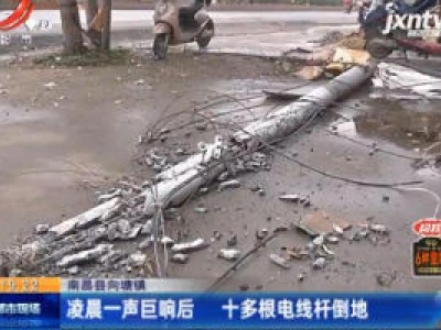 南昌县向塘镇：凌晨一声巨响后 十多根电线杆倒地