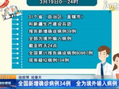【战疫情 迎春天】全国新增确诊病例34例 全为境外输入病例