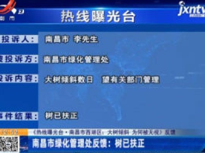 【《热线曝光台·南昌市西湖区：大树倾斜为何被无视》反馈】南昌市绿化管理处反馈：树已扶正
