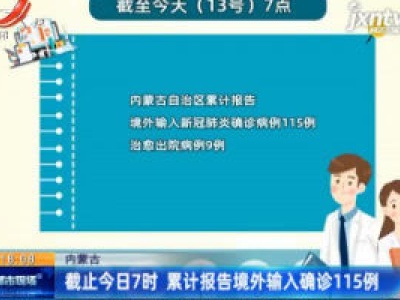 内蒙古：截止4月13日7时 累计报告境外输入确诊115例