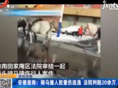 安徽淮南：骑马撞人致重伤逃逸 法院判赔20余万