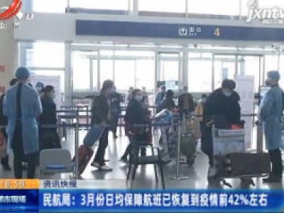 民航局：3月份日均保障航班已恢复到疫情前42%左右