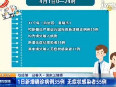 【战疫情 迎春天】国家卫健委：1日新增确诊病例35例 无症状感染者55例