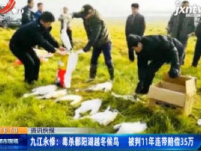 九江永修：毒杀鄱阳湖越冬候鸟 被判11年连带赔偿35万