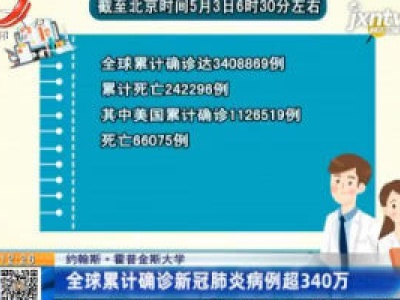 约翰斯·霍普金斯大学：全球累计确诊新冠肺炎病例超340万