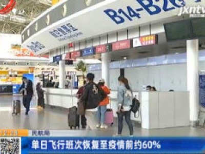 民航局：单日飞行班次恢复至疫情前约60%