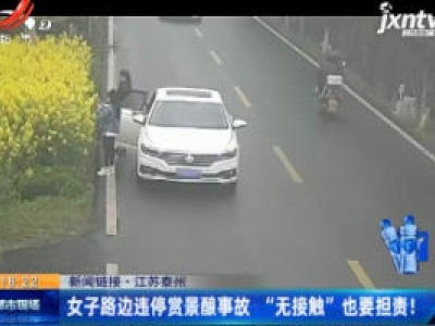 【新闻链接】江苏泰州：女子路边违停赏景酿事故 “无接触”也要担责！