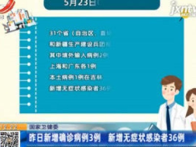 国家卫健委：5月23日新增确诊病例3例 新增无症状感染者36例