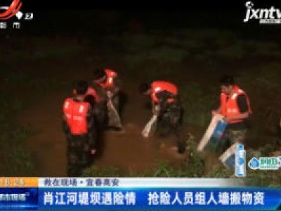 【救在现场】宜春高安：肖江河堤坝遇险情 抢险人员组人墙搬物资