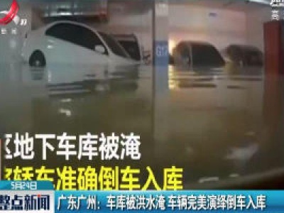 广东广州：车库被洪水淹 车辆完美演绎倒车入库