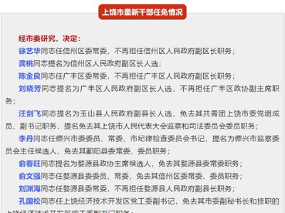 上饶任免22名领导干部