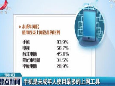手机是未成年人使用最多的上网工具