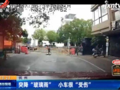 抚州：突降“玻璃雨” 小车很“受伤”