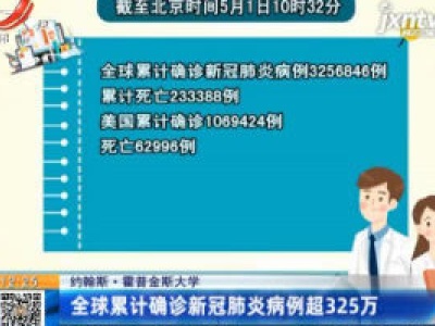 约翰斯·霍普金斯大学：全球累计确诊新冠肺炎病例超325万