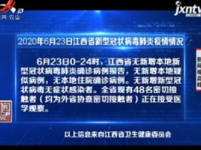 2020年6月23日江西省新型冠状病毒肺炎疫情情况